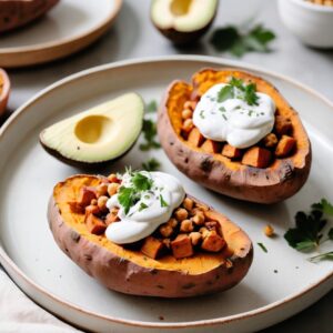 Loaded Sweet Potatoes with Fiery Chickpeas - Vegan - Easy Daily Kitchen
