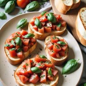 Classic Tomato Basil Bruschetta - Vegetarian - Easy Daily Kitchen
