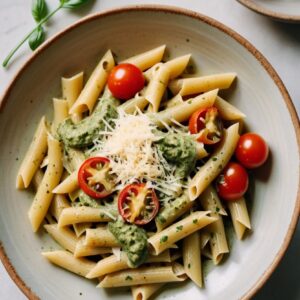 Luscious Green Pesto Penne - Vegetarian - Easy Daily Kitchen