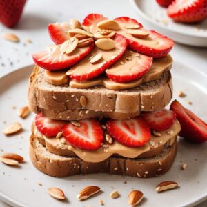Strawberry Peanut Butter Delight Toast - Vegetarian - Easy Daily Kitchen
