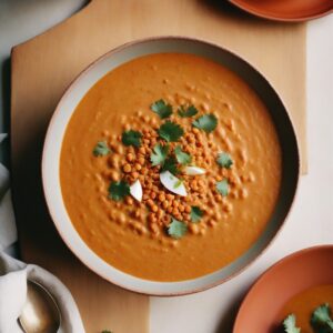 Golden Curry Coconut Red Lentil Soup - Vegan - Easy Daily Kitchen