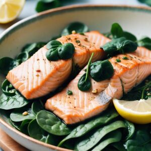 Pan-Seared Salmon on a Bed of Wilted Spinach - Gluten Free - Easy Daily Kitchen