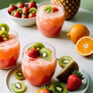 Refreshing Strawberry Kiwi Rum Punch - Vegan - Easy Daily Kitchen