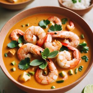 Spicy Thai Coconut Curry Shrimp Soup - Low Fat - Easy Daily Kitchen