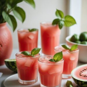 Refreshing Watermelon Basil Vodka Cooler - Low Calorie - Easy Daily Kitchen