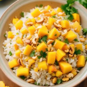 Tropical Basmati Rice Salad with Mango and Cashew - Vegetarian - Easy Daily Kitchen