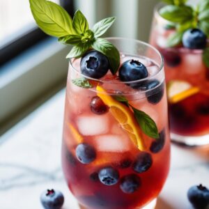 Refreshing Blueberry Basil Bourbon Spritz - Vegan - Easy Daily Kitchen
