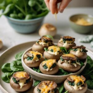 Savory Herb Cheese & Spinach Stuffed Mushrooms - Vegetarian - Easy Daily Kitchen