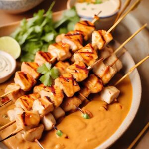 Indonesian Chicken Satay with Creamy Peanut Dip - Halal - Easy Daily Kitchen