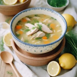 Zesty Lemon Dill Chicken Rice Soup - Low Fat - Easy Daily Kitchen