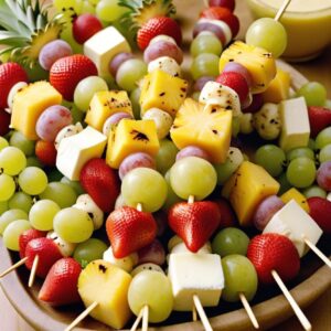 Tropical Fruit and Herb Cheese Skewers - Vegetarian - Easy Daily Kitchen