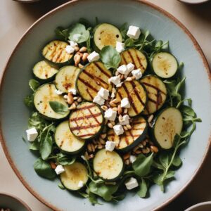 Summery Grilled Zucchini with Feta and Pine Nut Salad - Vegetarian - Easy Daily Kitchen