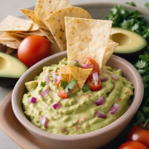 Chunky Guacamole Dip with Crisp Tortilla Chips - Vegan - Easy Daily Kitchen