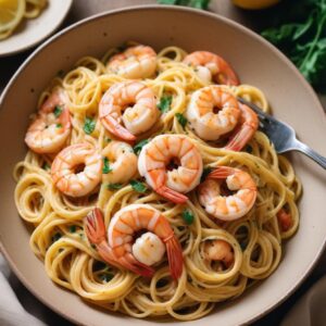 Citrus Infused Garlic Shrimp Linguine - Low Calorie - Easy Daily Kitchen