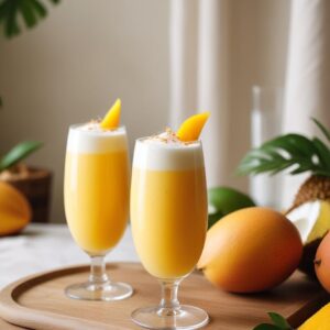 Tropical Mango Coconut Rum Fizz - Low Calorie - Easy Daily Kitchen