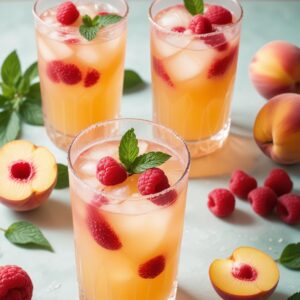 Summer Bliss Peach Raspberry Lemonade Mocktail - Vegan - Easy Daily Kitchen