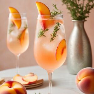 Thyme-Infused Peach Gin Spritz - Low Calorie - Easy Daily Kitchen