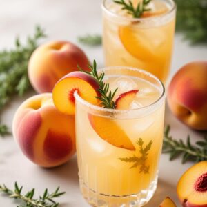 Summer Refresh Peach Thyme Lemonade - Vegan - Easy Daily Kitchen