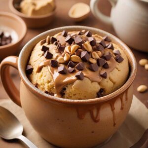 5-Minute Creamy Peanut Butter Mug Cake - Vegetarian - Easy Daily Kitchen