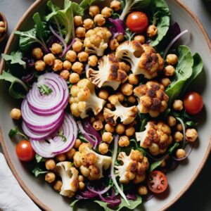 Crispy Cauliflower and Zesty Chickpea Delight Salad - Vegetarian - Easy Daily Kitchen