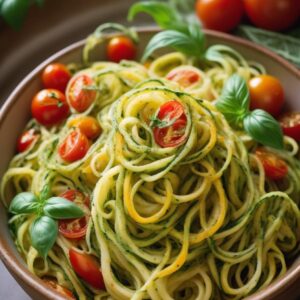 Garden Fresh Zoodle Pesto Salad - Vegetarian - Easy Daily Kitchen