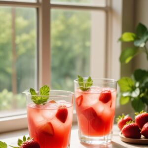 Summer Bliss Strawberry Rhubarb Refresher - Low Calorie - Easy Daily Kitchen