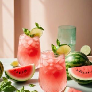 Refreshing Summer Watermelon Basil Spritzer - Low Calorie - Easy Daily Kitchen