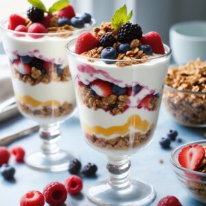 Berry Bliss Yogurt and Granola Parfait - Low Calorie - Easy Daily Kitchen
