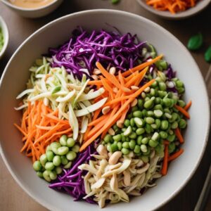 Crunchy Asian Slaw with Creamy Peanut Dressing - Vegetarian - Easy Daily Kitchen