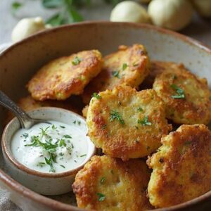 Crunchy Zucchini Fritters with Creamy Tzatziki - Vegetarian - Easy Daily Kitchen