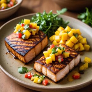 Caribbean Blackened Mahi-Mahi with Fresh Mango Salsa - Low Calorie - Easy Daily Kitchen