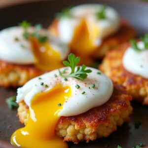 Healthy Cauliflower Hash Browns with Perfectly Poached Eggs - Gluten Free - Easy Daily Kitchen