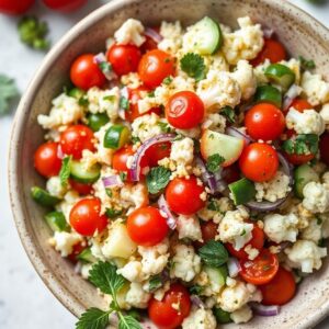 Mediterranean Cauliflower Tabbouleh Salad - Low Calorie - Easy Daily Kitchen