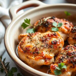 Herb-Infused Crispy Baked Chicken Thighs - Low Carbs - Easy Daily Kitchen