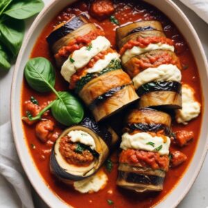 Italian-Style Eggplant Rolls with Ricotta and Spinach - Vegetarian - Easy Daily Kitchen