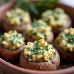 Savory Garlic Herb Stuffed Mushrooms - Vegetarian - Easy Daily Kitchen