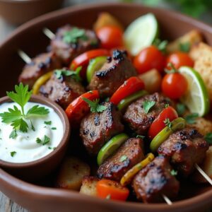 Mediterranean Grilled Lamb Kebabs with Creamy Tzatziki - Halal - Easy Daily Kitchen