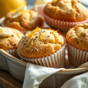 Zesty Lemon Poppy Seed Muffins - Vegetarian - Easy Daily Kitchen