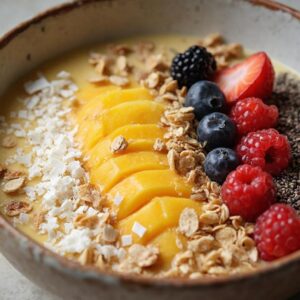 Sunrise Mango Lassi Smoothie Bowl - Vegetarian - Easy Daily Kitchen