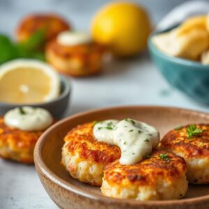 Elegant Mini Crab Cakes with Zesty Lemon Aioli - Low Calorie - Easy Daily Kitchen