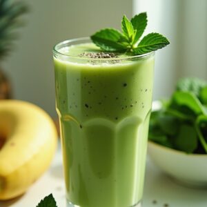 Refreshing Minty Green Energy Boost Smoothie - Vegan - Easy Daily Kitchen