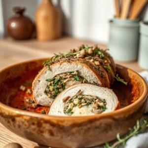Savory Mushroom & Spinach Stuffed Pork Tenderloin - Low Calorie - Easy Daily Kitchen