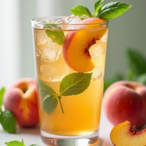 Refreshing Peach Basil Iced Brew - Low Calorie - Easy Daily Kitchen