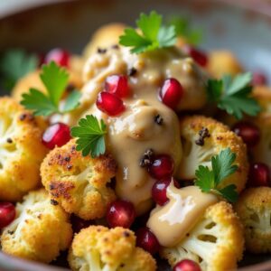 Warm Cauliflower Salad with Creamy Tahini Drizzle - Vegan - Easy Daily Kitchen