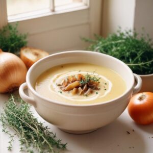 Rustic Roasted Onion and Thyme Comfort Soup - Vegetarian - Easy Daily Kitchen