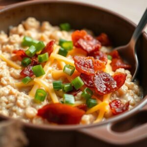 Cheddar & Bacon Savory Oats Delight - Low Calorie - Easy Daily Kitchen