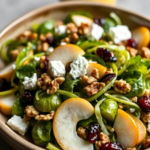 Crisp Brussels Sprouts and Juicy Pear Salad - Vegetarian - Easy Daily Kitchen