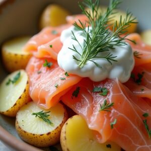 Nordic Bliss Potato Salad with Smoked Salmon & Dill - Low Calorie - Easy Daily Kitchen