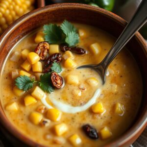 Southwestern Smoky Corn and Poblano Chowder Delight - Vegetarian - Easy Daily Kitchen