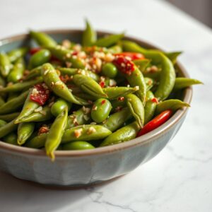 Fiery Garlic Chili Edamame - Vegan - Easy Daily Kitchen